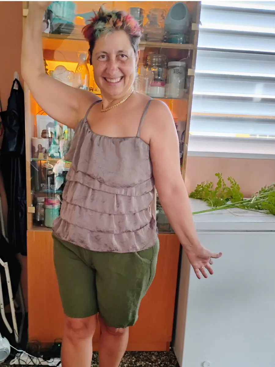 Michelle supporting a client outdoors